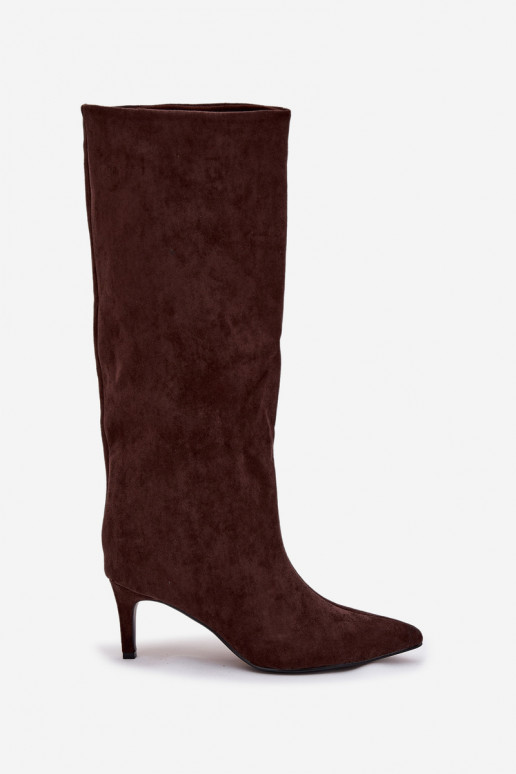 sieviešu garie zābaki Paslīdēt uz siltināti ar papēdi CzekoladoIne Olivienne