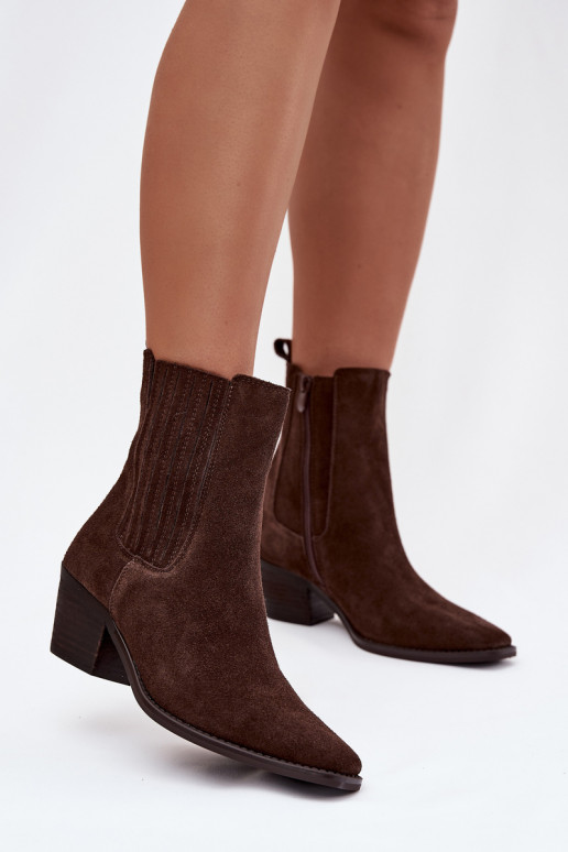 zamšādas Sieviešu puszābaki brūnas krāsas Arelia