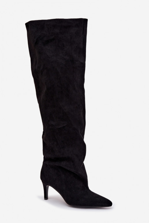 sieviešu garie zābaki ar papēdi Paslīdēt uz melnas krāsas Tā irvilla