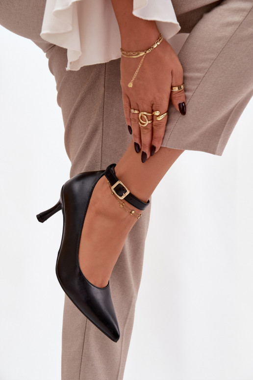 augstpapēžu kurpes Kurpes ar siksniņām melnas krāsas Perrine