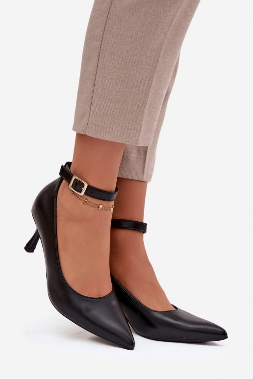 augstpapēžu kurpes Kurpes ar siksniņām melnas krāsas Perrine