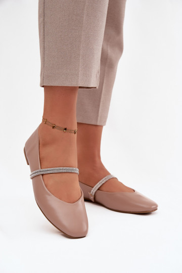 Balerīnas SieviešuBłyszczącymi Paskami smilšu krāsas Ilirene