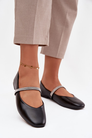 Balerīnas SieviešuBłyszczącymi Paskami melnas krāsas Ilirene