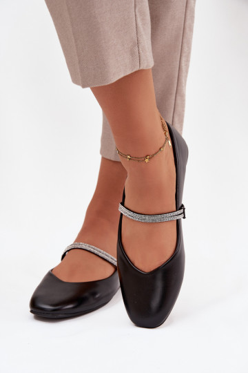 Balerīnas SieviešuBłyszczącymi Paskami melnas krāsas Ilirene 2