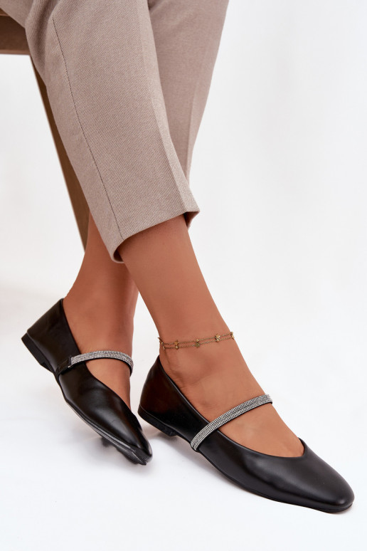 Balerīnas SieviešuBłyszczącymi Paskami melnas krāsas Ilirene