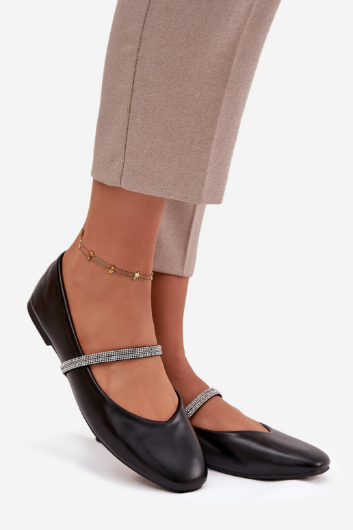 Balerīnas SieviešuBłyszczącymi Paskami melnas krāsas Ilirene