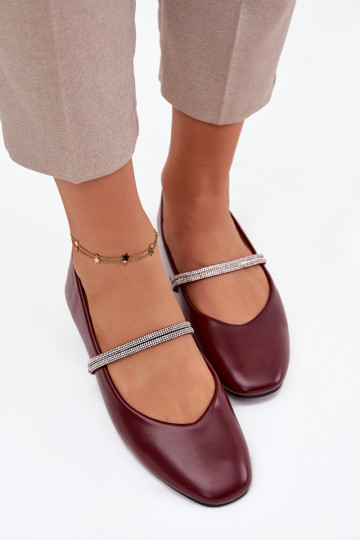 Balerīnas SieviešuBłyszczącymi Paskami bordo krāsas Ilirene