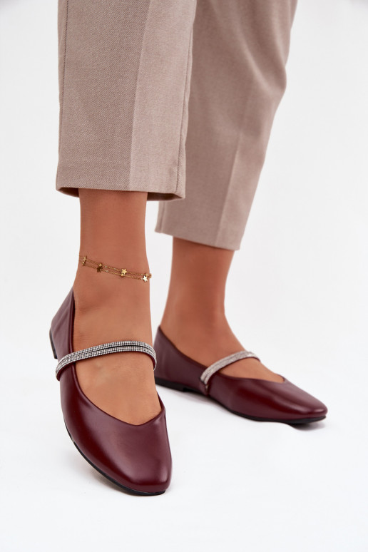 Balerīnas SieviešuBłyszczącymi Paskami bordo krāsas Ilirene