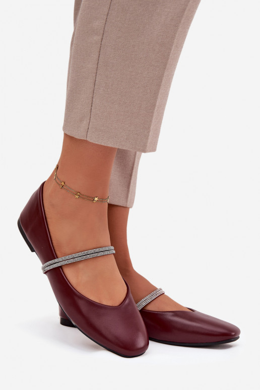 Balerīnas SieviešuBłyszczącymi Paskami bordo krāsas Ilirene