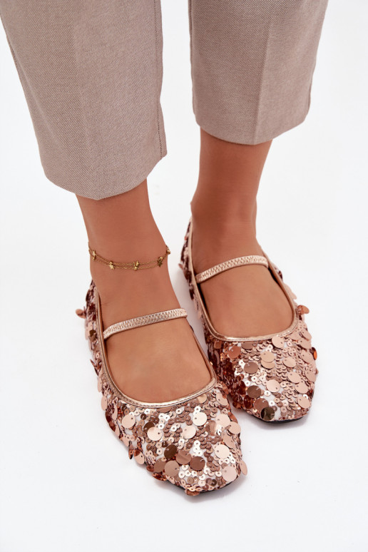 Balerīnas Ozdobione Cekinami Rozā krāsas Szampańskie Terlina