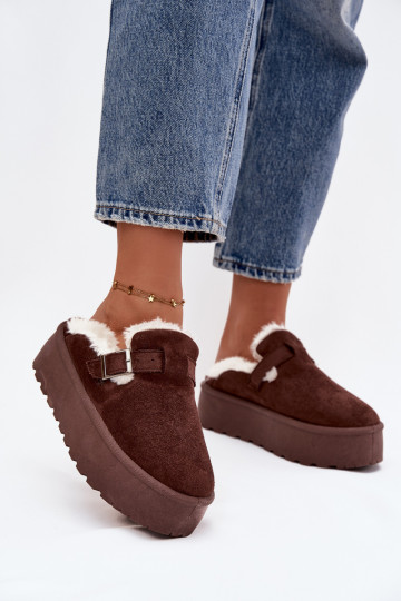 sniega apavi Sieviešu ar kažokādu I ar sprādzēm ar platformu CzekoladoIne Jessina