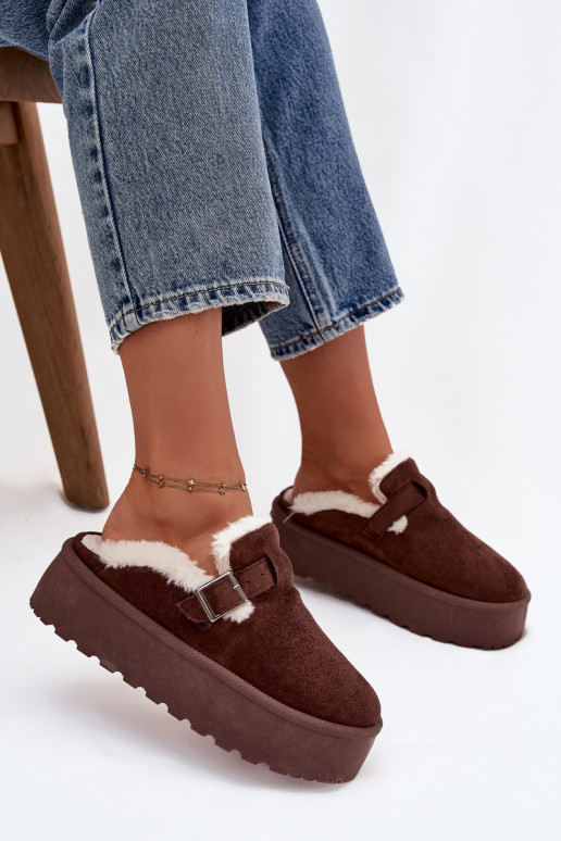 sniega apavi Sieviešu ar kažokādu I ar sprādzēm ar platformu CzekoladoIne Jessina