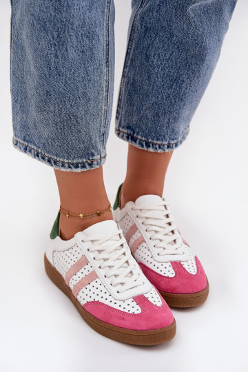 Āda Ažūrs Sneakers modeļa apavi Sieviešu Zazoo N1318 Baltas-Rozā krāsas