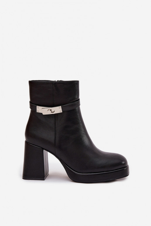 siltināti Sieviešu puszābaki ar dekorētiem papēžiem melnas krāsas Giordina