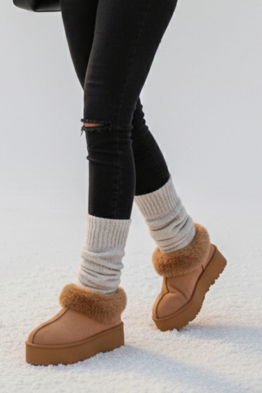 Brūni sniega zābaki ar kažokādu Deesi