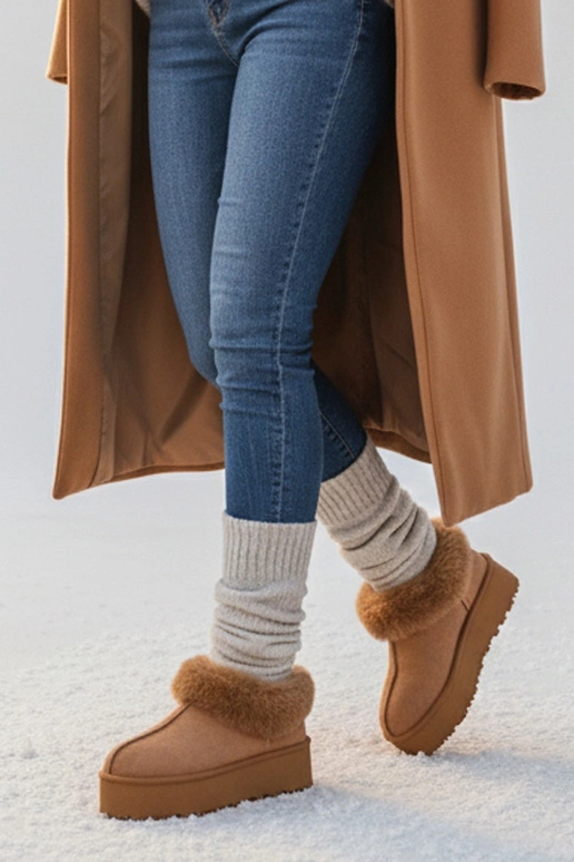 Brūni sniega zābaki ar kažokādu Deesi