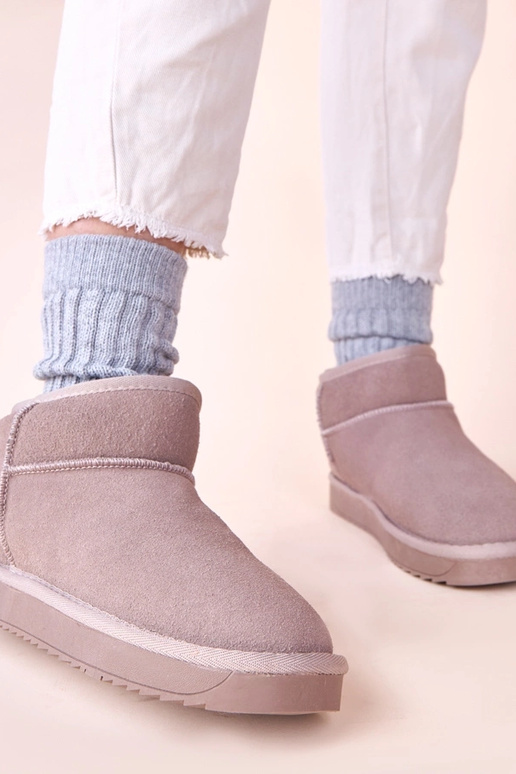 Pelēki sniega zābaki no dabīgā zamša...