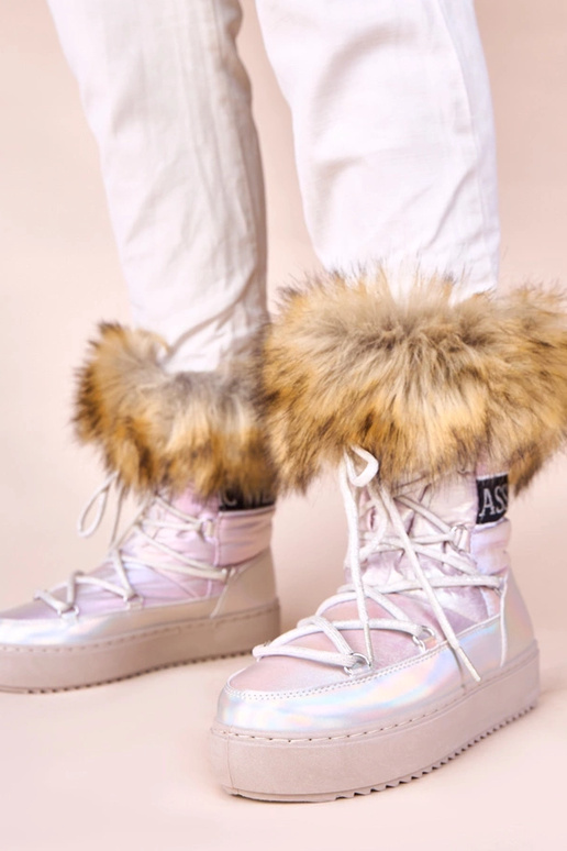 Sudrāzti sniega zābaki ar rozā...