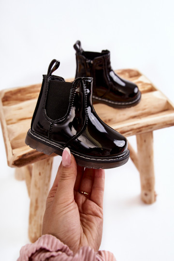 Bērnu apavi Laque siltināti Sieviešu puszābaki melnas krāsas Porky 2