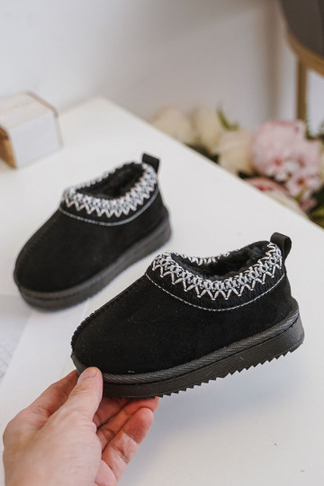 Bērnu sniega zābaki ar platformu, siltināti ar kažokādu iekšpusē, melnā krāsā Vilabria 2