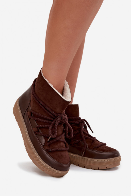 Sieviešu sniega zābaki ar stilīgām detaļām šokolādes krāsā Rebekah