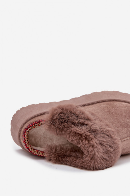 Sieviešu sniega zābaki ar platformu un kažokādu ar izšuvumu smilšu krāsā Querina