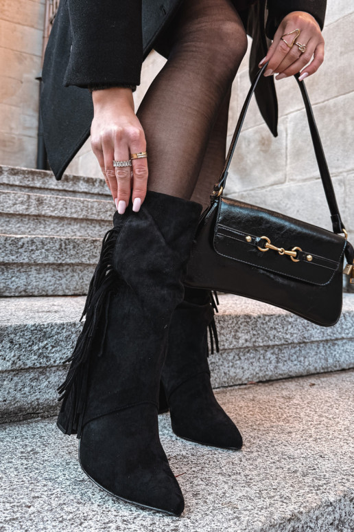 Sieviešu apavi ar pūkām, melnā krāsā Darlina