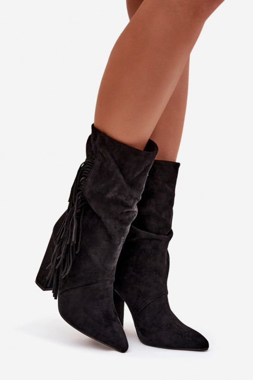 Sieviešu apavi ar pūkām, melnā krāsā Darlina