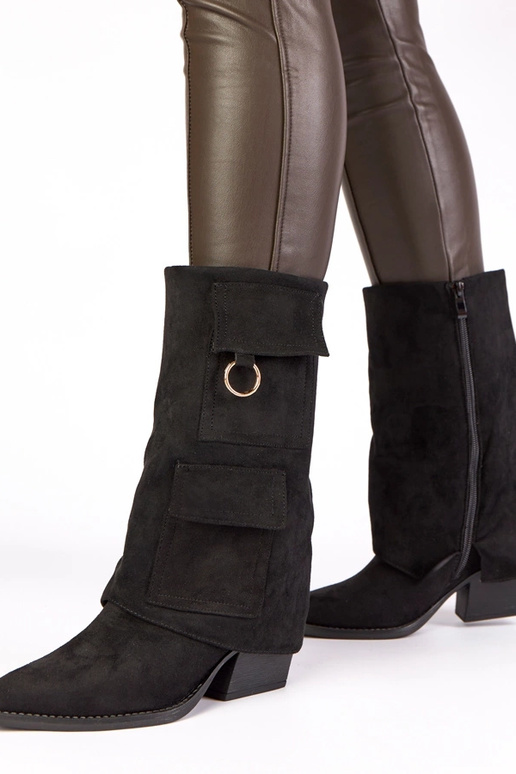 Melni zābaki uz papēža ar kabatiņām...