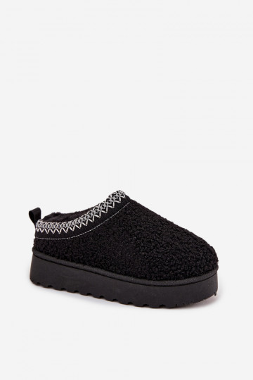 Bērnu sniega zābaki jauniešiem ar kažokādu tipa Baranek melnā krāsā Selathiel