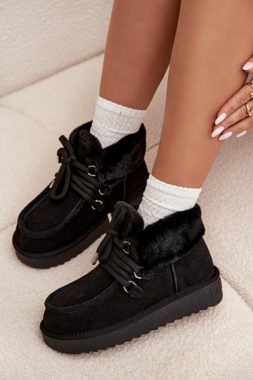 Melni sieviešu sniega zābaki no dabīgā zamša D.Franklin DFSH375006