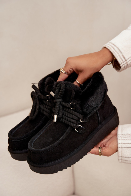 Melni sieviešu sniega zābaki no dabīgā zamša D.Franklin DFSH375006