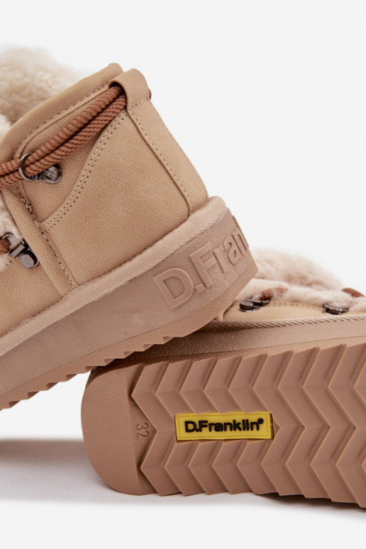Smilšu krāsas bērnu jauniešu sniega zābaki ar kažokādu D.Franklin DFSH370011