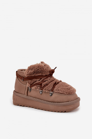 Brūni bērnu jauniešu sniega zābaki ar kažokādu D.Franklin DFSH370011