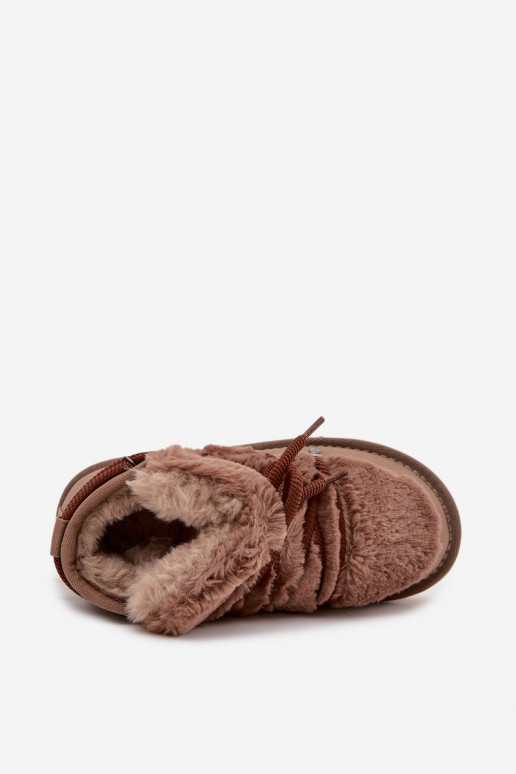 Brūni bērnu jauniešu sniega zābaki ar kažokādu D.Franklin DFSH370011