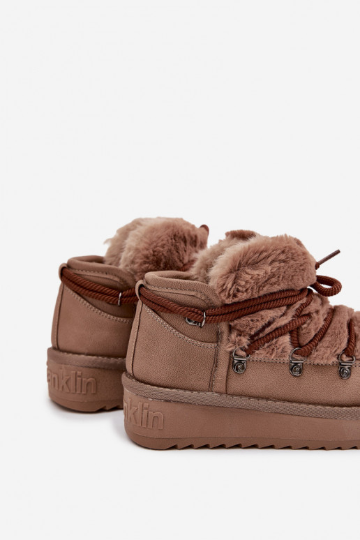 Brūni bērnu jauniešu sniega zābaki ar kažokādu D.Franklin DFSH370011