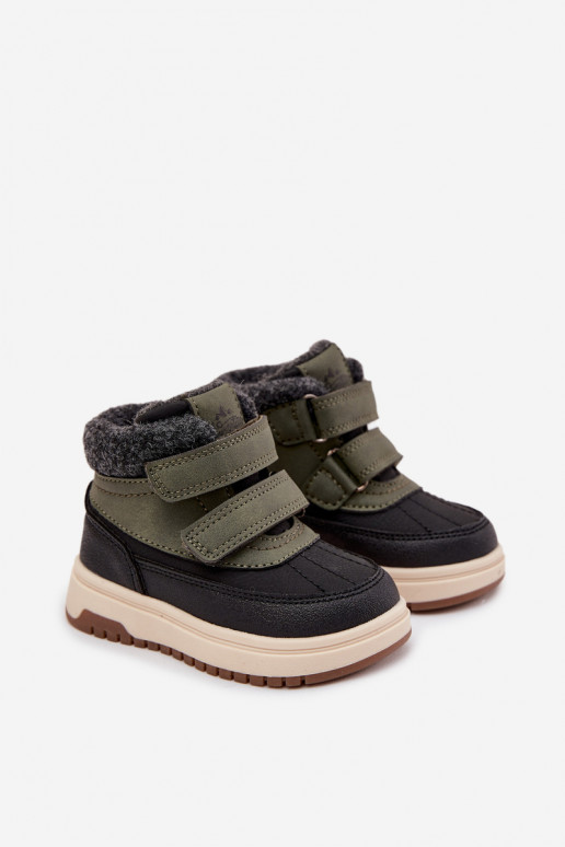 Bērnu sniega zābaki zaļā-melnā krāsā ar lipīgu aizdari Darlene