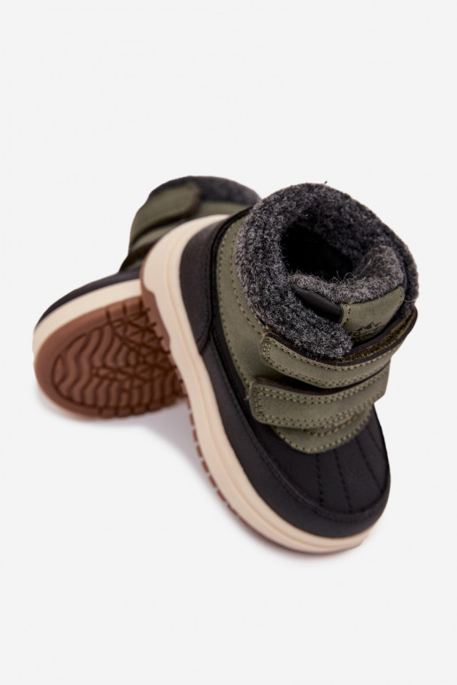 Bērnu sniega zābaki zaļā-melnā krāsā ar lipīgu aizdari Darlene