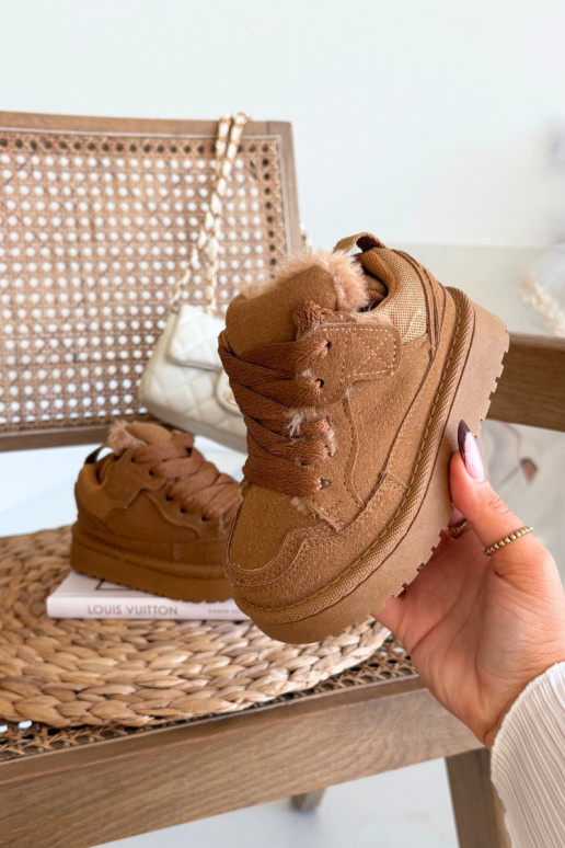 Rudu krāsu silti bērnu sporta apavi ar mīksto oderi Mireen