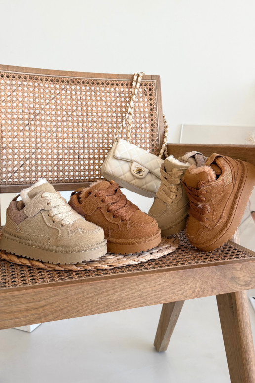 Rudu krāsu silti bērnu sporta apavi ar mīksto oderi Mireen