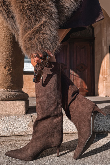 sieviešu garie zābakiEko zamšādau Paslīdēt uz ar papēdi CzekoladoIne Phelin 2