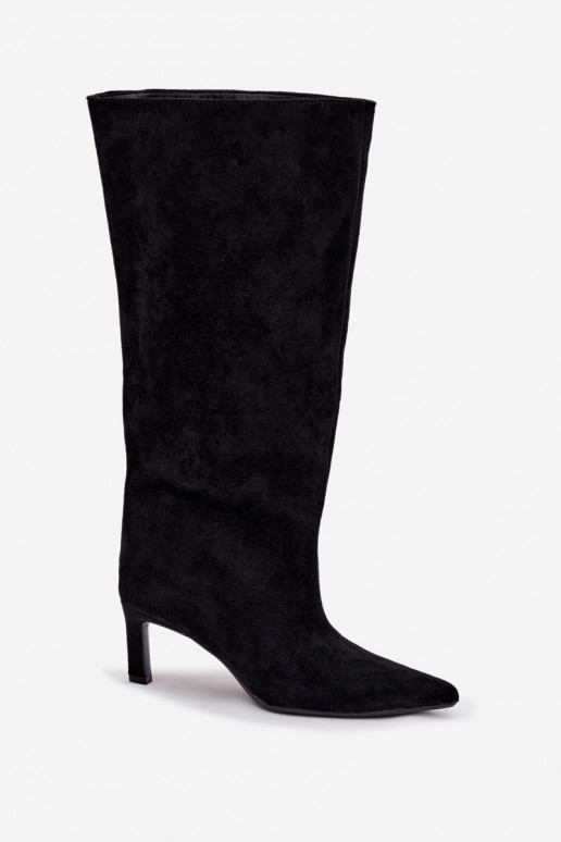 sieviešu garie zābakiEko zamšādau Paslīdēt uz ar papēdi melnas krāsas Phelin