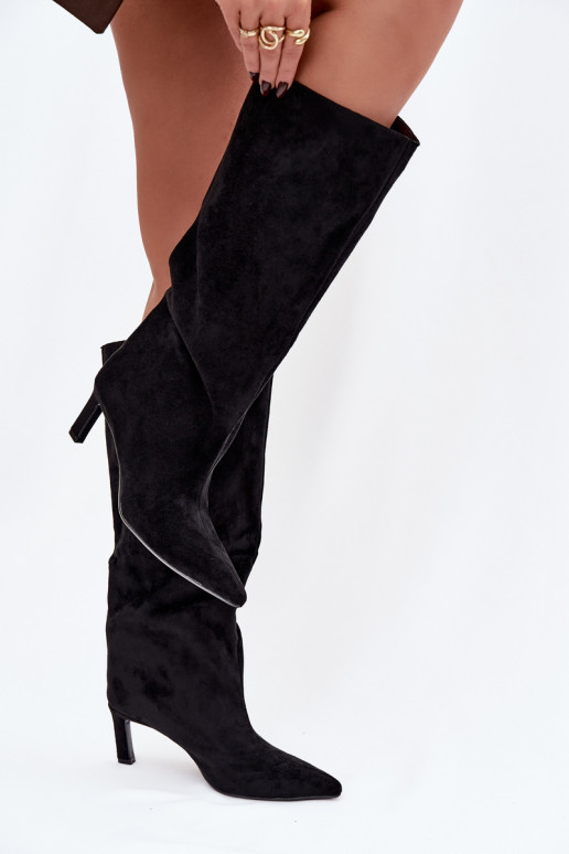 sieviešu garie zābakiEko zamšādau Paslīdēt uz ar papēdi melnas krāsas Phelin