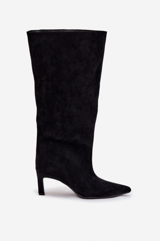 sieviešu garie zābakiEko zamšādau Paslīdēt uz ar papēdi melnas krāsas Phelin