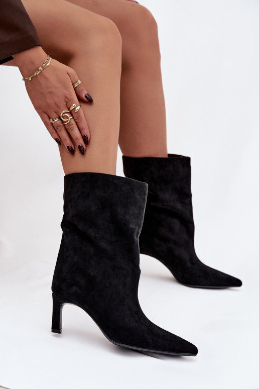 Paslīdēt uz Sieviešu puszābaki ar papēdi melnas krāsas Solvienne