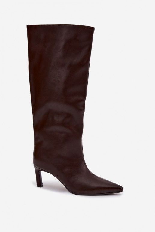 sieviešu garie zābaki Paslīdēt uz ar papēdi Ar sašūšanu CzekoladoIne Olyvia