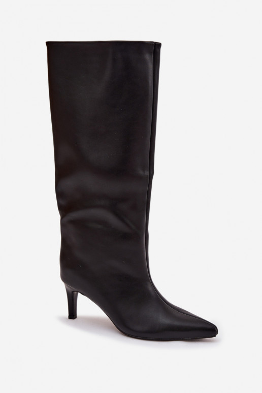 sieviešu garie zābaki Paslīdēt uz ar papēdi Ar sašūšanu melnas krāsas Olyvia