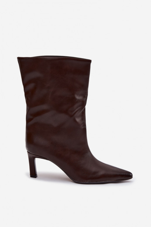 Paslīdēt uz Sieviešu puszābaki ar papēdi no eko ādas CzekoladoIne Norell