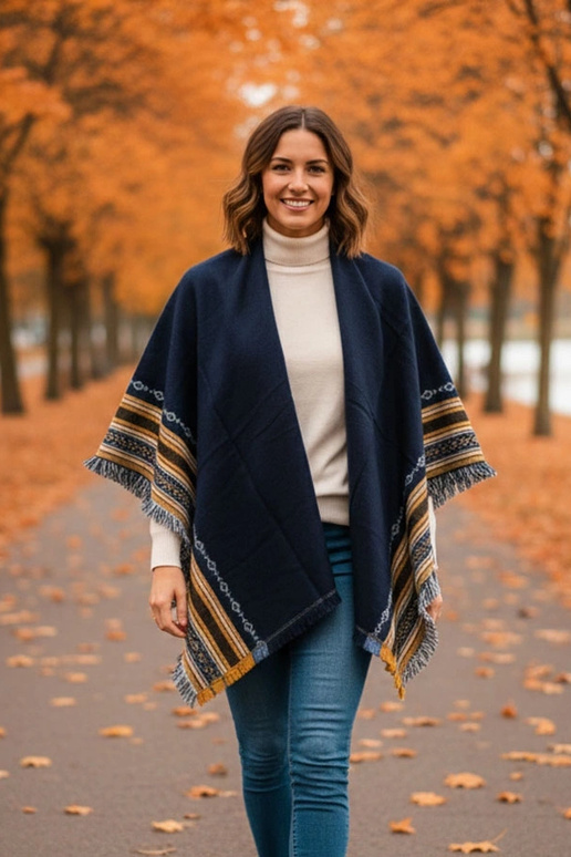 Tumši zils šalle ar rotājumu Rio