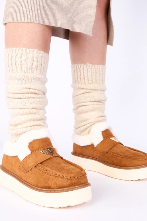 Brūni mokasīni silti ar kažokādu Loafy